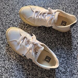 Veja Off-White Canvas Sneakers with Black Accents